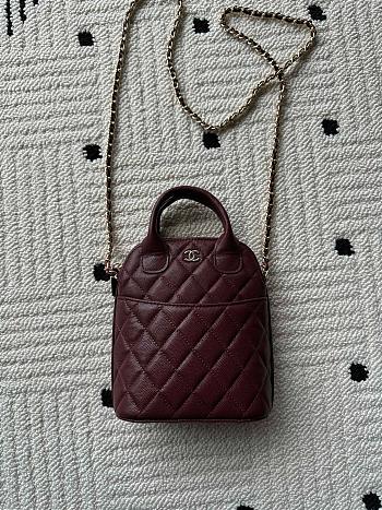 Kitlife Chanel Bag With Chain Burgundy Caviar Leather AP4746 17x18x6cm 