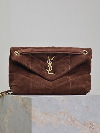 Kitlife Saint Laurent Loulou Puffer Bag Dark Brown Suede 577476 29×17×11cm