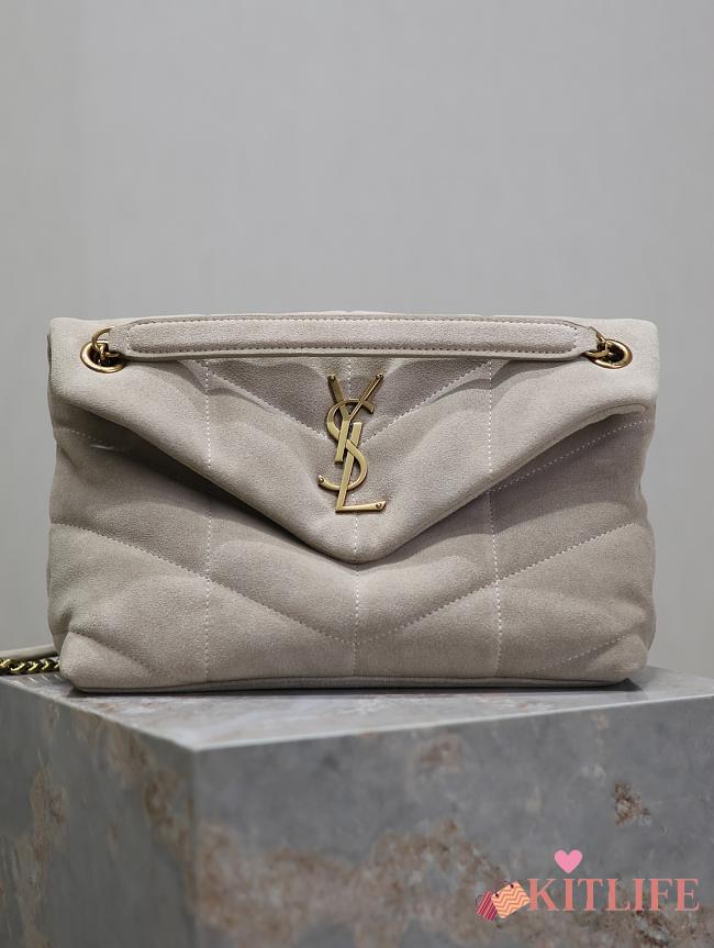 Kitlife Saint Laurent Loulou Puffer Bag Cream Suede 577476 29×17×11cm  - 1