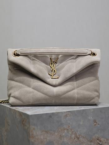 Kitlife Saint Laurent Loulou Puffer Bag Cream Suede 577476 29×17×11cm 