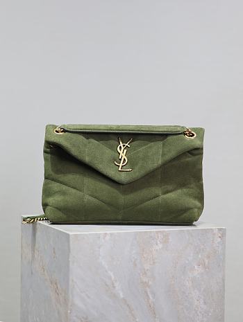 Kitlife Saint Laurent Loulou Puffer Bag Green Suede 577476 29×17×11cm 