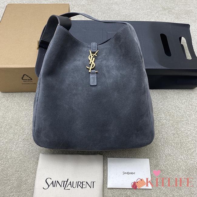Kitlife YSL LE 5 À 7 Supple Large in Grey Suede Bag - 30x31x13cm - 1