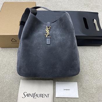 Kitlife YSL LE 5 À 7 Supple Large in Grey Suede Bag - 30x31x13cm