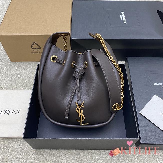 Kitlife Saint Laurent Cassandre Supple Bucket Bag Dark Brown 840888 28x22x9cm - 1