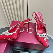 Kitlife Gucci Talia 105 Embellished Satin Slingback Pumps Red - 3
