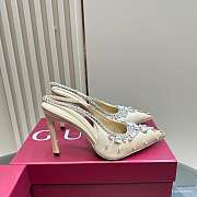 Kitlife Gucci Talia 105 Embellished Satin Slingback Pumps Beige - 1