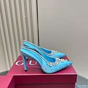 Kitlife Gucci Talia 105 Embellished Satin Slingback Pumps Blue - 1