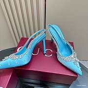 Kitlife Gucci Talia 105 Embellished Satin Slingback Pumps Blue - 5