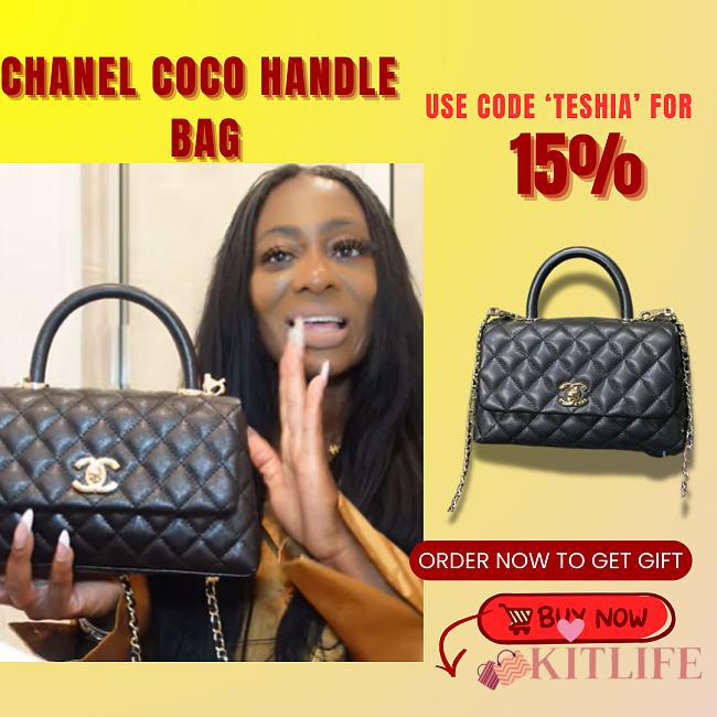 Chanel Coco Handle Caviar Black Leather With Gold Hardware 23cm - 1