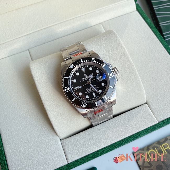 Kitlife Rolex Submariner Date 40mm Silver Black Dial Watch  - 1