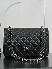 Kitlife Chanel Classic Flap Jumbo Black Caviar Leather Bag Silver Hardware - 30cm  - 1