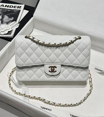 Kitlife Chanel Classic Flap Jumbo White Caviar Leather Bag Gold Hardware - 30cm 