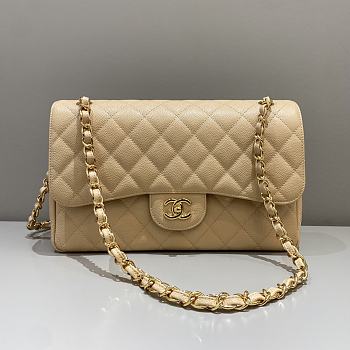 Kitlife Chanel Classic Flap Jumbo Beige Caviar Leather Bag Gold Hardware - 30cm 