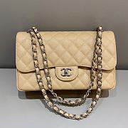 Kitlife Chanel Classic Flap Jumbo Beige Caviar Leather Bag Silver Hardware - 30cm - 1