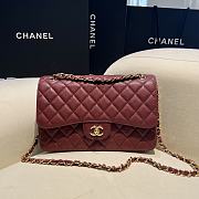 Kitlife Chanel Classic Flap Jumbo Burgundy Caviar Leather Bag Gold Hardware - 30cm  - 1
