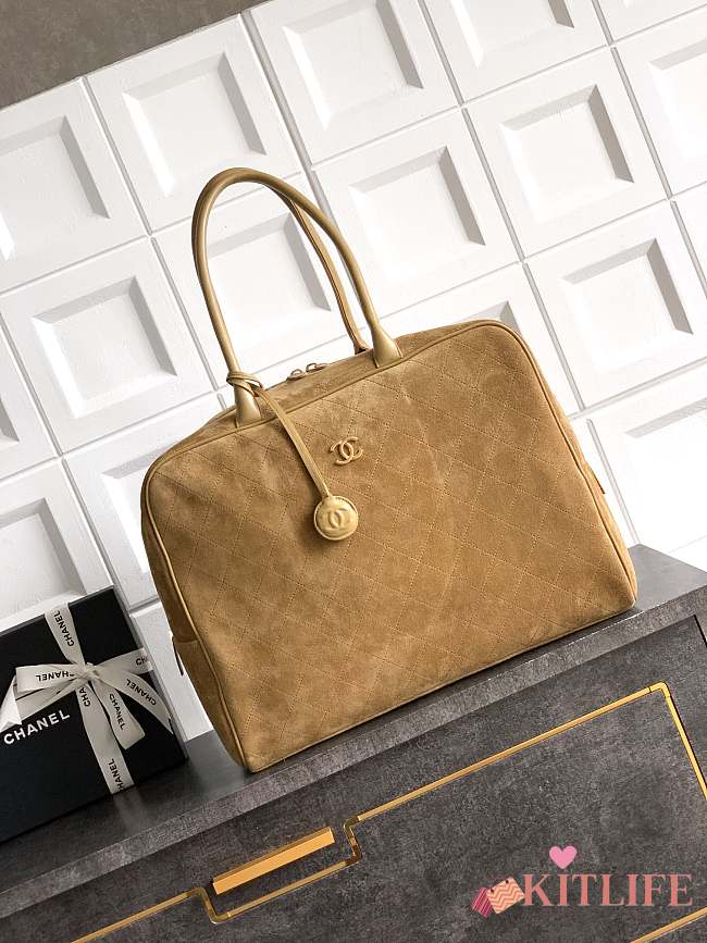 Kitlife Chanel 26C Boston Bag Brown Suede 41x31x23cm - 1