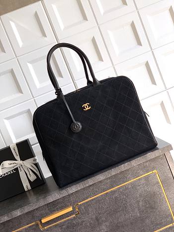 Kitlife Chanel 26C Boston Bag Black Suede 41x31x23cm