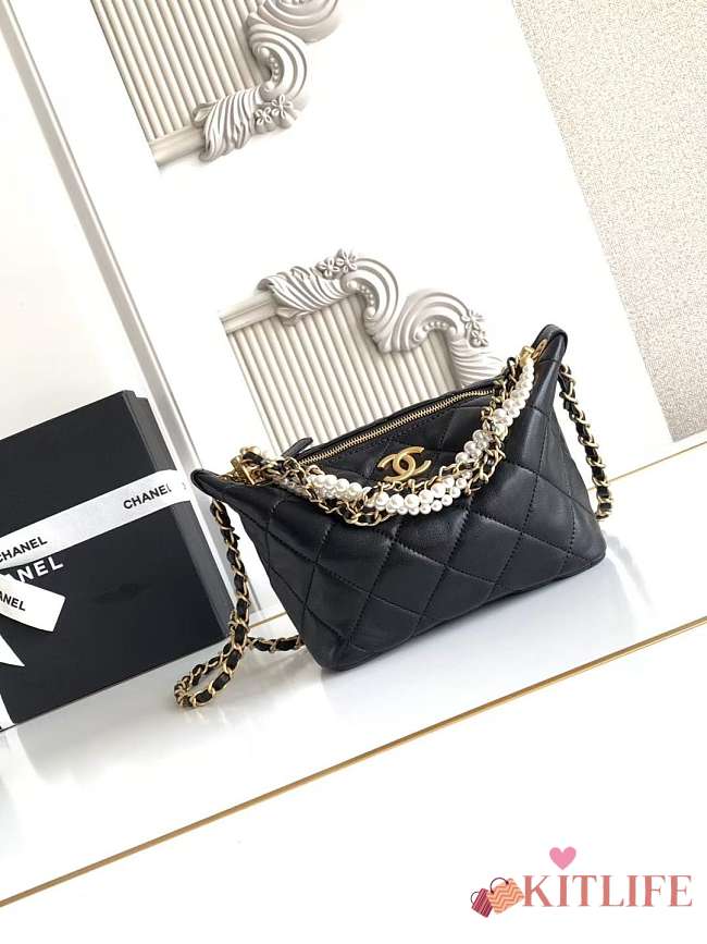 Kitlife Chanel 26C Pearl Chain Lunch Bag Black AS5898 13x23.5x7.5cm - 1
