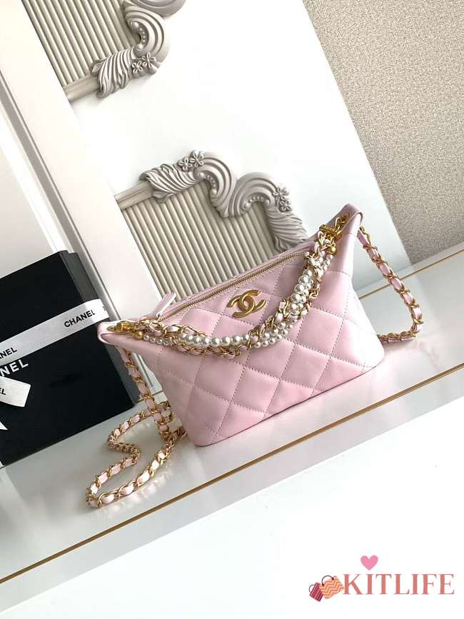 Kitlife Chanel 26C Pearl Chain Lunch Bag Pink AS5898 13x23.5x7.5cm  - 1