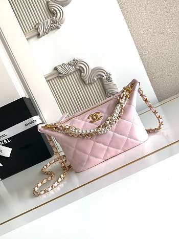 Kitlife Chanel 26C Pearl Chain Lunch Bag Pink AS5898 13x23.5x7.5cm 