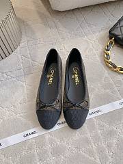 Kitlife Chanel Ballet Flats Shoes Black & Gold Tweed  - 1