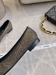 Kitlife Chanel Ballet Flats Shoes Black & Gold Tweed  - 6