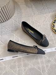 Kitlife Chanel Ballet Flats Shoes Black & Gold Tweed  - 5