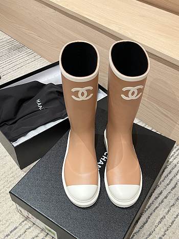 Kitlife Chanel 25Fw Rain Boots Brown & White