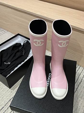 Kitlife Chanel 25Fw Rain Boots Pink & White 