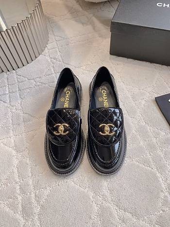 Kitlife Chanel Classic Flap Quilted Loafers Black Patent Leather