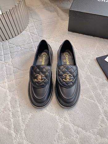 Kitlife Chanel Classic Flap Quilted Loafers Black Smooth Leather