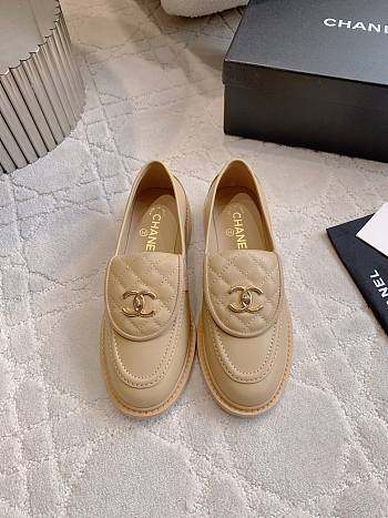 Kitlife Chanel Classic Flap Quilted Loafers Beige Smooth Leather 
