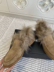 Kitlife Chanel 25N Furry Loafers Beige Suede Leather - 4