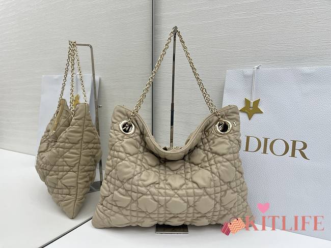 Kitlife Dior Cannage-Quilted Tote Bag Beige 38x28.5cm - 1