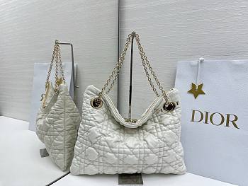 Kitlife Dior Cannage-Quilted Tote Bag White 38x28.5cm 