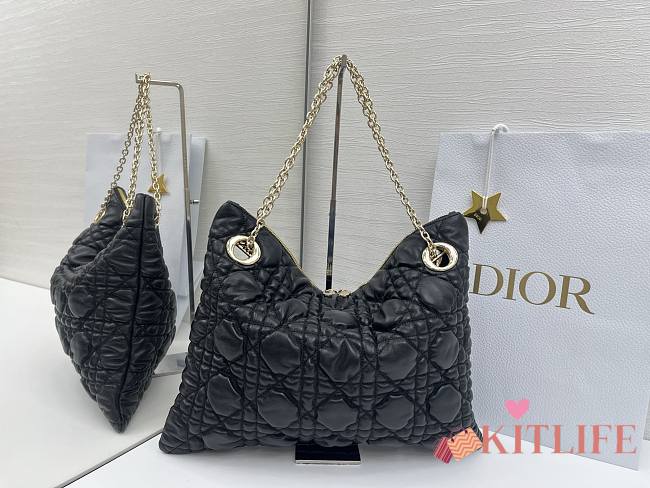 Kitlife Dior Cannage-Quilted Tote Bag Black 38x28.5cm  - 1