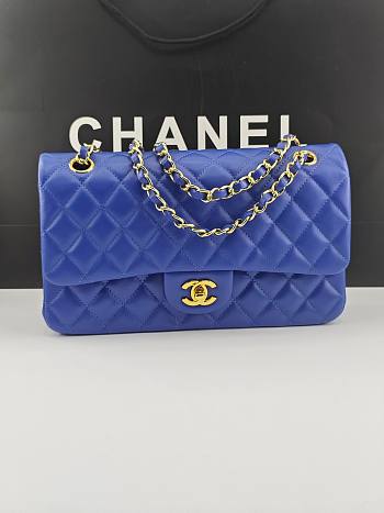 Kitlife Chanel Classic Flap Bag Dark Blue Lambskin Gold Chain A01112 25.5x15.5x6.5cm 