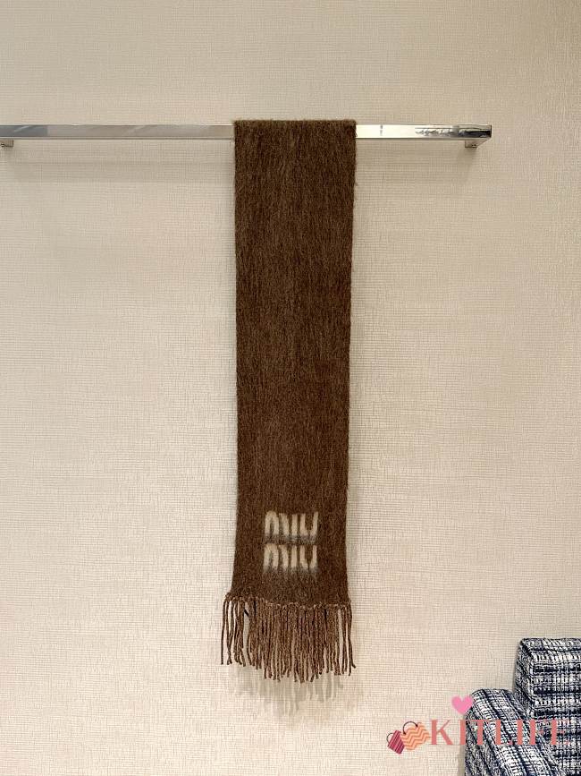 Kitlife Miu Miu Wool and Mohair Scarf Brown 185x23cm - 1