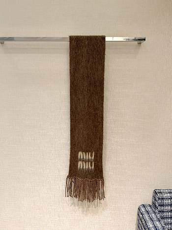 Kitlife Miu Miu Wool and Mohair Scarf Brown 185x23cm