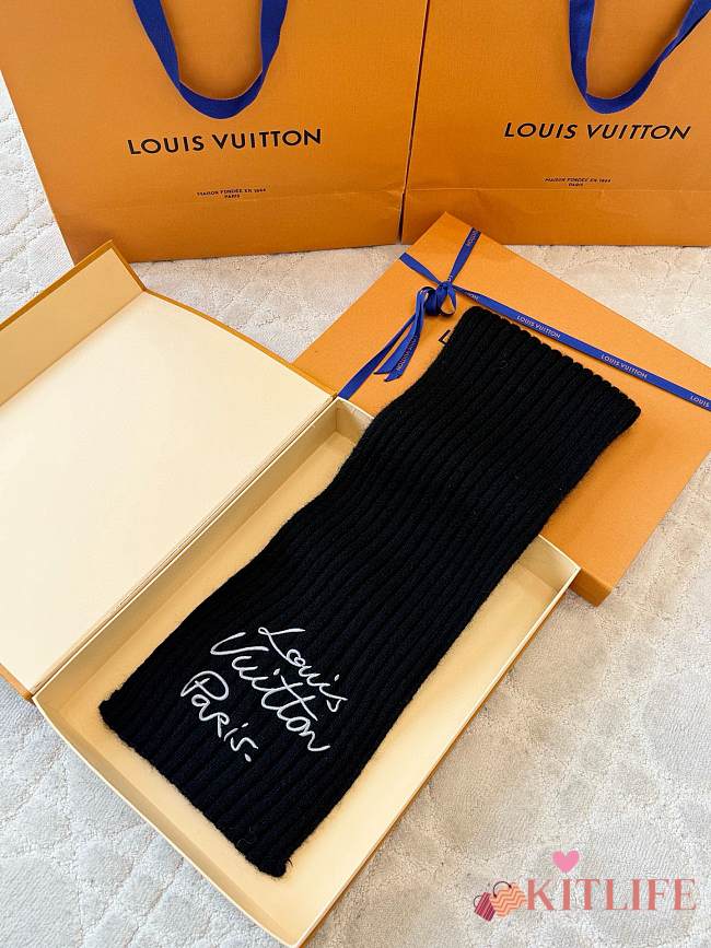 Kitlife Louis Vuitton Script Scarf Black 200x24cm - 1