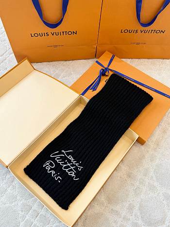 Kitlife Louis Vuitton Script Scarf Black 200x24cm
