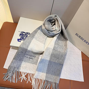 Kitlife Burberry Cashmere Check Scarf Grey 30x180cm 