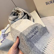 Kitlife Burberry Cashmere Check Scarf Grey 30x180cm  - 3