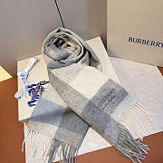 Kitlife Burberry Cashmere Check Scarf Grey 30x180cm  - 4
