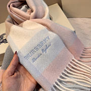 Kitlife Burberry Cashmere Check Scarf Pink & Blue 30x180cm   - 4