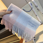 Kitlife Burberry Cashmere Check Scarf Pink & Blue 30x180cm   - 3
