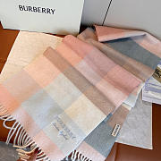 Kitlife Burberry Cashmere Check Scarf Pink & Blue 30x180cm   - 2