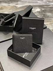 Kitlife Saint Laurent Paris Wallet In Black Grained Leather 534638 11x10cm - 1