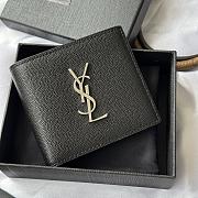 Kitlife Saint Laurent Cassandre Wllet In BLack Smooth Leather Silver Hardware 453276 11x9.5x2.5cm - 1