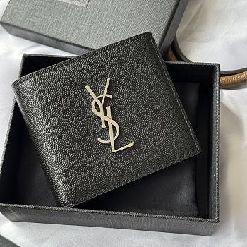 Kitlife Saint Laurent Cassandre Wllet In BLack Smooth Leather Silver Hardware 453276 11x9.5x2.5cm